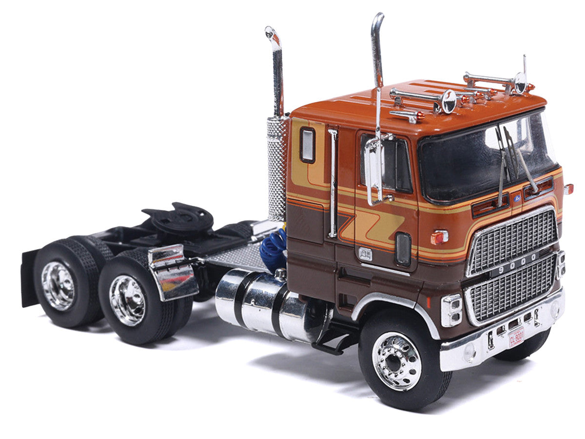 1976 Ford CL 9000 Truck Tractor Brown Two-Tone with Graphics 1/64 Diecast Model by IXO Models LuxuryLifeWay Online Store