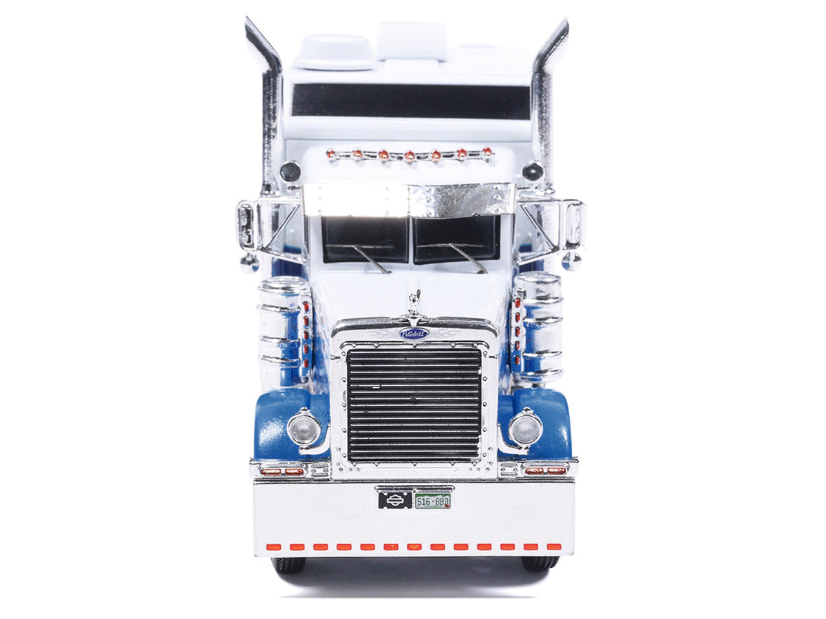 2002 Peterbilt 379 Truck Tractor White and Blue with Graphics 1/64 Diecast Model by IXO Models LuxuryLifeWay Online Store