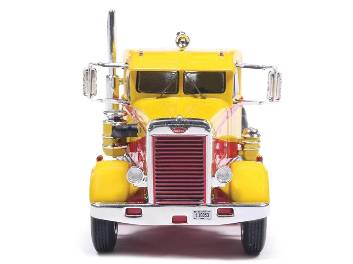 1963 Peterbilt 381 Truck Tractor Yellow with Red Graphics 1/64 Diecast Model Car by IXO Models LuxuryLifeWay Online Store