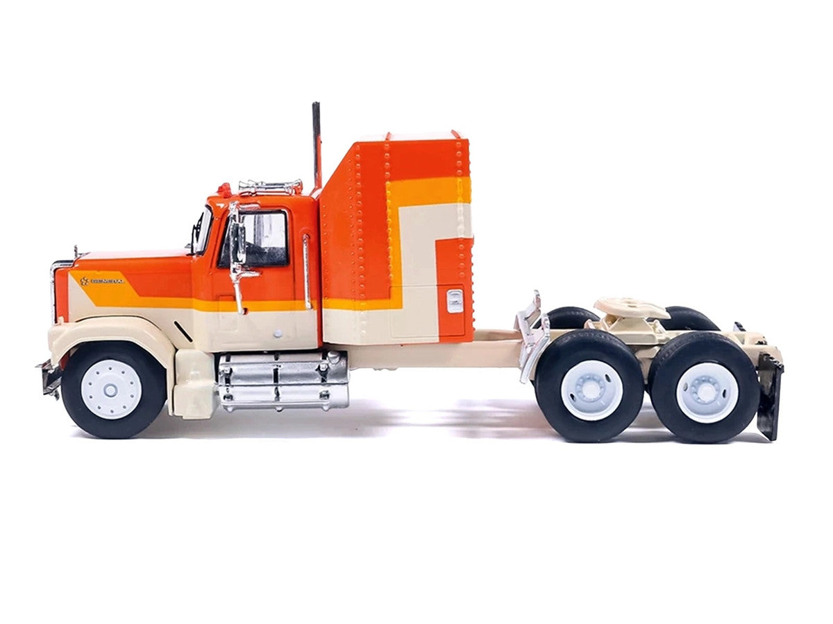 1980 GMC General Truck Tractor Orange with Stripes 1/64 Diecast Model Car by IXO Models LuxuryLifeWay Online Store