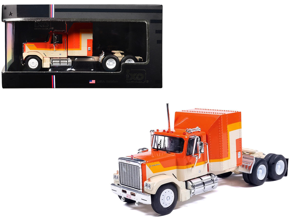 1980 GMC General Truck Tractor Orange with Stripes 1/64 Diecast Model Car by IXO Models LuxuryLifeWay Online Store