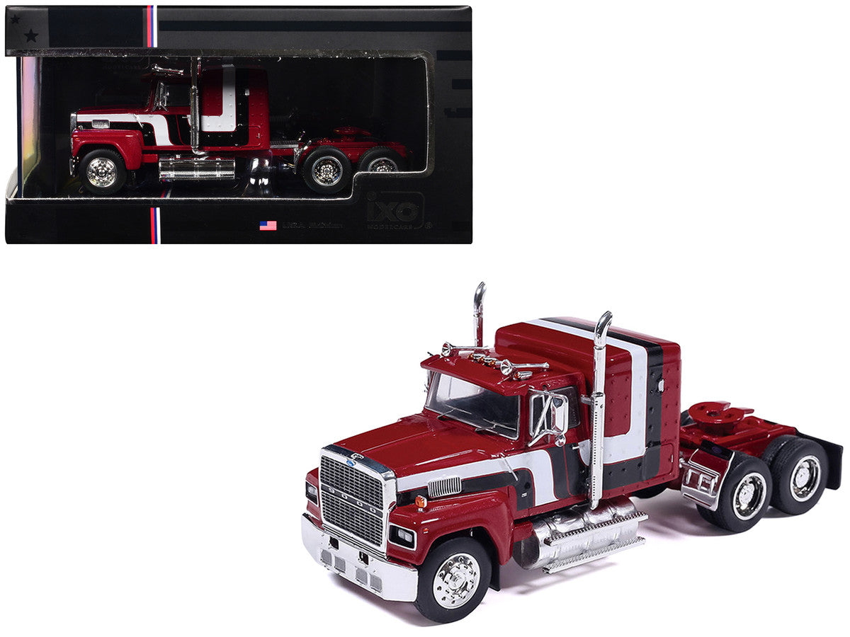 1978 Ford LTL-9000 Truck Tractor Red Metallic with Stripes 1/64 Diecast Model Car by IXO Models LuxuryLifeWay Online Store