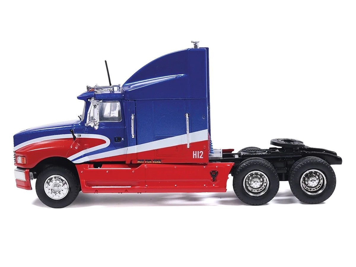 1990 Ford Aeromax Truck Tractor Blue Metallic and Red with White Stripes 1/64 Diecast Model Car by IXO Models LuxuryLifeWay Online Store