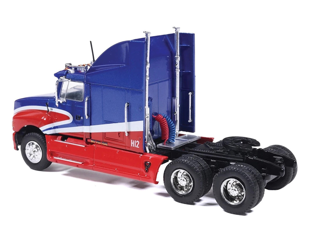 1990 Ford Aeromax Truck Tractor Blue Metallic and Red with White Stripes 1/64 Diecast Model Car by IXO Models LuxuryLifeWay Online Store