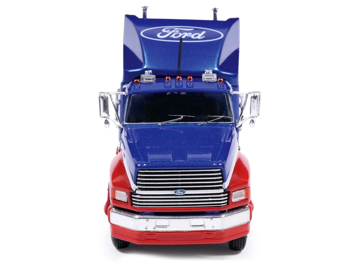 1990 Ford Aeromax Truck Tractor Blue Metallic and Red with White Stripes 1/64 Diecast Model Car by IXO Models LuxuryLifeWay Online Store