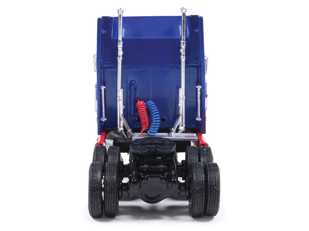 1990 Ford Aeromax Truck Tractor Blue Metallic and Red with White Stripes 1/64 Diecast Model Car by IXO Models LuxuryLifeWay Online Store