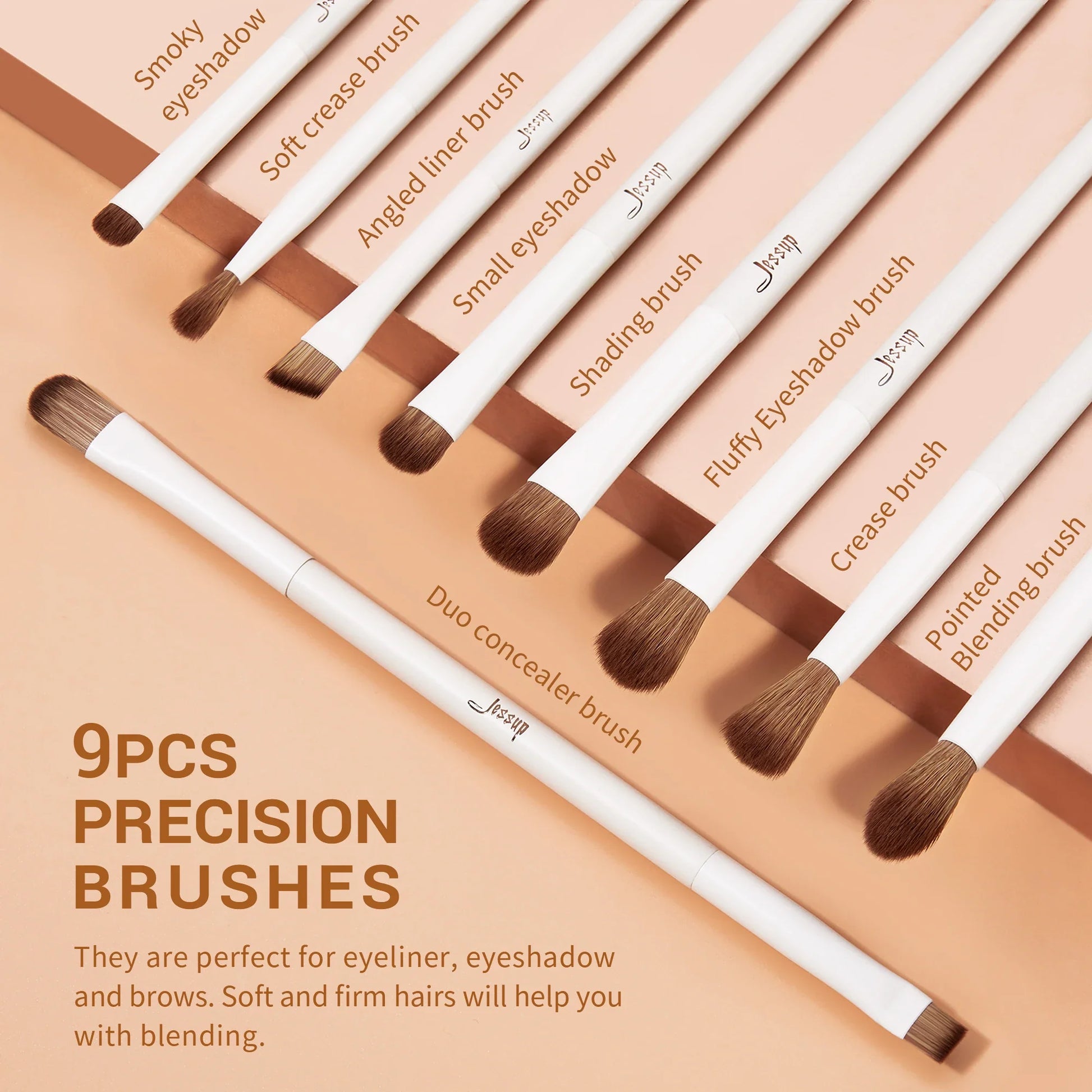 Jessup Makeup Brushes 14pc Makeup Brush set Synthetic Foundation Brush Powder Contour Eyeshadow Liner Blending Highlight T329 Tri Light Beauty