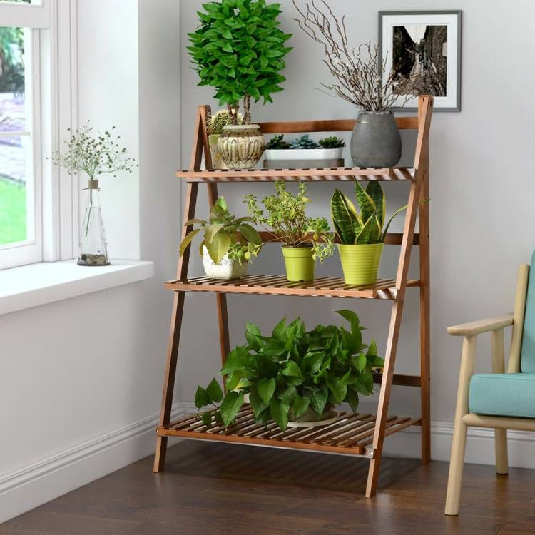 Farmhouse Indoor/Outdoor 3 Tier Folding Plant Stand Planter Shelving Unit LuxuryLifeWay Online Store
