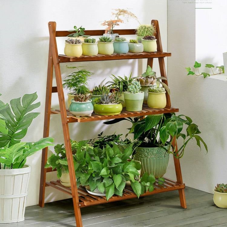 Farmhouse Indoor/Outdoor 3 Tier Folding Plant Stand Planter Shelving Unit LuxuryLifeWay Online Store