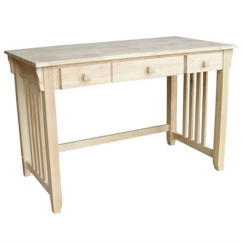Unfinished Wood Computer Desk with Pull-Out Keyboard Tray and Drawer LuxuryLifeWay Online Store