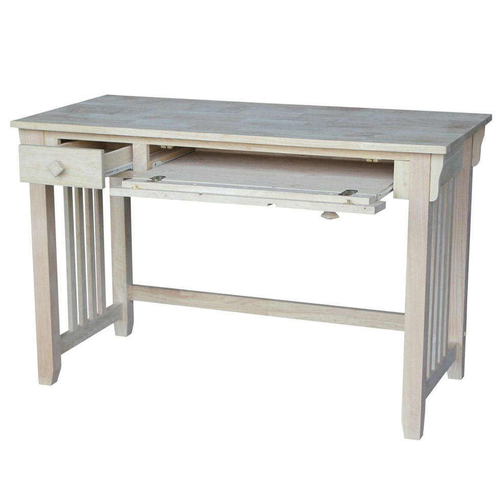 Unfinished Wood Computer Desk with Pull-Out Keyboard Tray and Drawer LuxuryLifeWay Online Store
