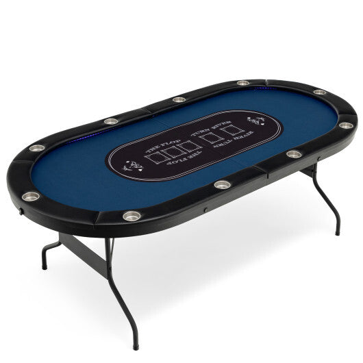 Foldable 10-Player Poker Table with LED Lights and USB Ports Ideal for Texas Casino-Green LuxuryLifeWay Online Store