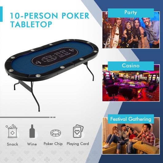 Foldable 10-Player Poker Table with LED Lights and USB Ports Ideal for Texas Casino-Green LuxuryLifeWay Online Store