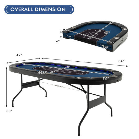 Foldable 10-Player Poker Table with LED Lights and USB Ports Ideal for Texas Casino-Green LuxuryLifeWay Online Store