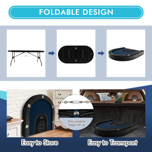 Foldable 10-Player Poker Table with LED Lights and USB Ports Ideal for Texas Casino-Green LuxuryLifeWay Online Store
