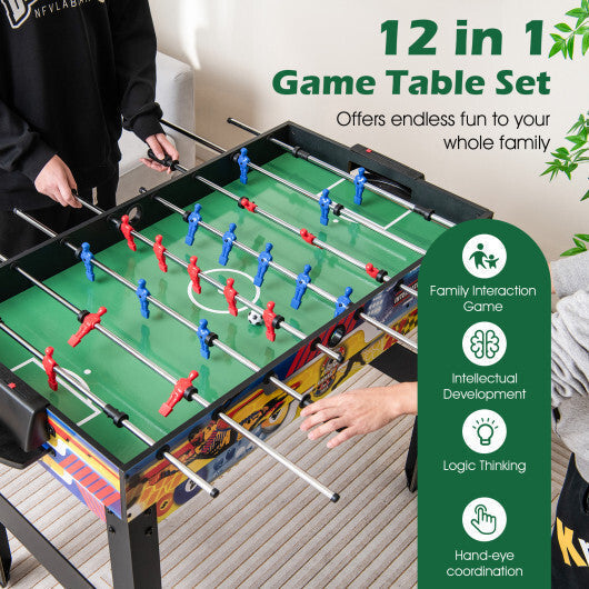 12-in-1 Combo Game Table Set with Foosball Air Hockey Pool Chess and Ping Pong LuxuryLifeWay Online Store