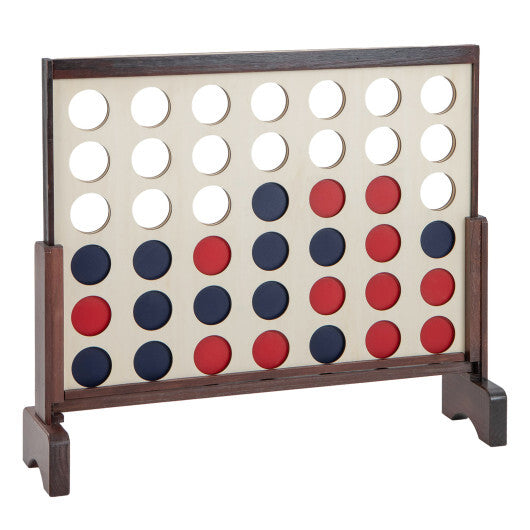 Wooden 4-in-a-row Game Set with 42 PCS Chips and 600D Oxford Fabric Carrying Bag-Blue LuxuryLifeWay Online Store