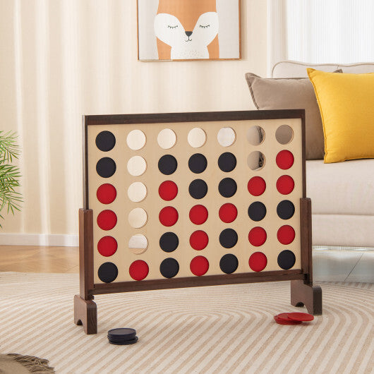 Wooden 4-in-a-row Game Set with 42 PCS Chips and 600D Oxford Fabric Carrying Bag-Blue LuxuryLifeWay Online Store