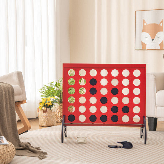 Wooden 4-in-a-row Game Set with 42 PCS Chips and 600D Oxford Fabric Carrying Bag-Blue LuxuryLifeWay Online Store