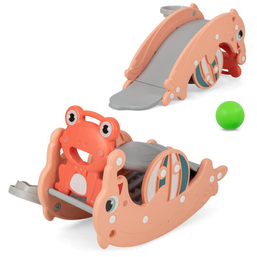 3-in-1 Kids Slide Rocking Horse Set Convertible Toddler Slide with Basketball Hoop-Green LuxuryLifeWay Online Store