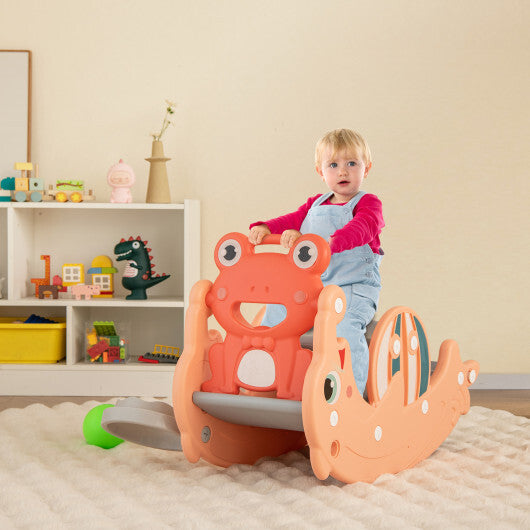 3-in-1 Kids Slide Rocking Horse Set Convertible Toddler Slide with Basketball Hoop-Green LuxuryLifeWay Online Store