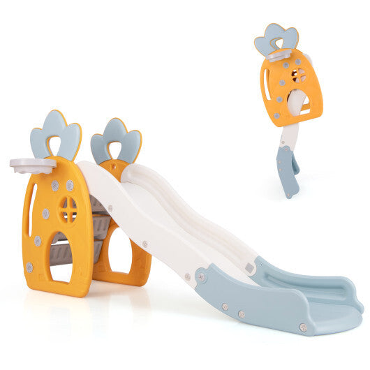 Foldable Slide with Basketball Hoop and Buffer Zone for Kids Aged 3+ Years Old LuxuryLifeWay Online Store