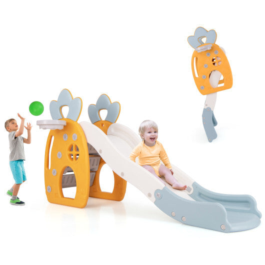 Foldable Slide with Basketball Hoop and Buffer Zone for Kids Aged 3+ Years Old LuxuryLifeWay Online Store