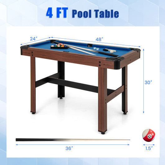 48 Inch Pool Wooden Game Table with Full Set of Ballsfor Kids and Adults-Blue LuxuryLifeWay Online Store