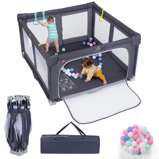 Large Baby Playpen BPA-Free Foldable Toddlers Safety Fence Play Yard-Dark Grey LuxuryLifeWay Online Store