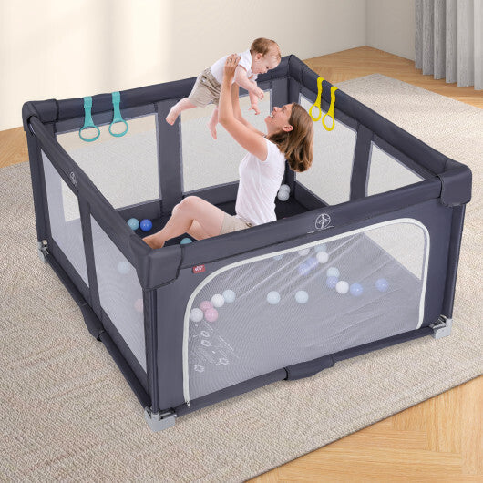 Large Baby Playpen BPA-Free Foldable Toddlers Safety Fence Play Yard-Dark Grey LuxuryLifeWay Online Store
