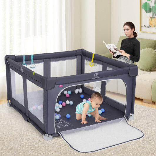 Large Baby Playpen BPA-Free Foldable Toddlers Safety Fence Play Yard-Dark Grey LuxuryLifeWay Online Store