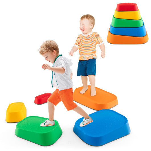 Stepping Stone for Kids 5Pcs Non-Slip Toddler River Stone Set-Multicolor LuxuryLifeWay Online Store