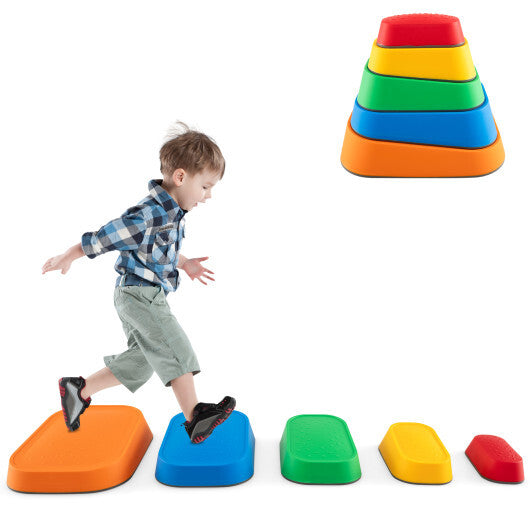 Stepping Stone for Kids 5Pcs Non-Slip Toddler River Stone Set-Multicolor LuxuryLifeWay Online Store