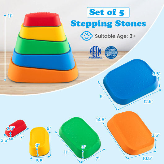 Stepping Stone for Kids 5Pcs Non-Slip Toddler River Stone Set-Multicolor LuxuryLifeWay Online Store