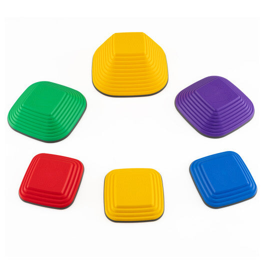 6 Pieces Kids Stepping Stone Square Balance Blocks Indoor Outdoor-Multicolor LuxuryLifeWay Online Store