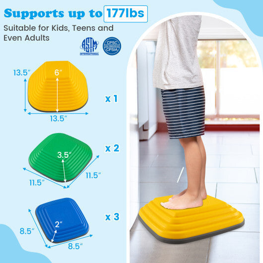6 Pieces Kids Stepping Stone Square Balance Blocks Indoor Outdoor-Multicolor LuxuryLifeWay Online Store