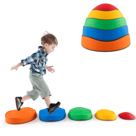 5 Pieces Kids Stepping Stones Stackable Round Indoor Outdoor-Multicolor LuxuryLifeWay Online Store