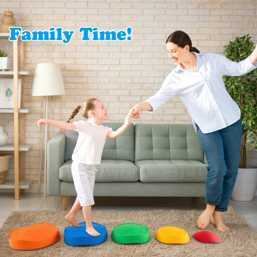 5 Pieces Kids Stepping Stones Stackable Round Indoor Outdoor-Multicolor LuxuryLifeWay Online Store