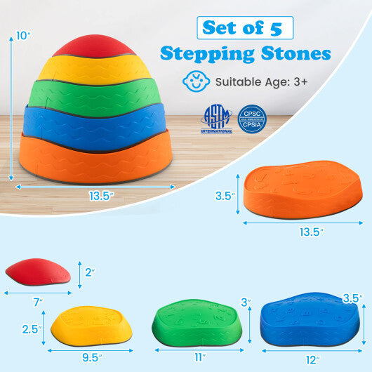 5 Pieces Kids Stepping Stones Stackable Round Indoor Outdoor-Multicolor LuxuryLifeWay Online Store