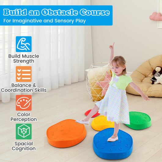 5 Pieces Kids Stepping Stones Stackable Round Indoor Outdoor-Multicolor LuxuryLifeWay Online Store