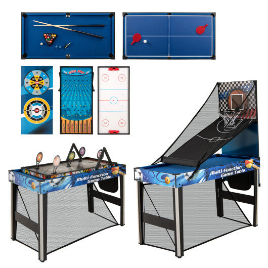 10-in-1 Combo Game Table Set with Table Tennis  Basketball  Soccer-Blue LuxuryLifeWay Online Store