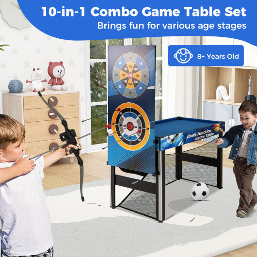 10-in-1 Combo Game Table Set with Table Tennis  Basketball  Soccer-Blue LuxuryLifeWay Online Store