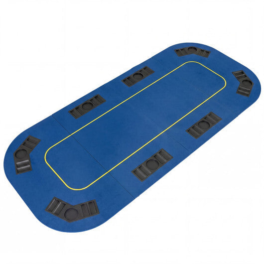 79 Inch x 36 Inch 8-Player Foldable Poker Table Top with Carry Bag and Cup Holders-Blue LuxuryLifeWay Online Store