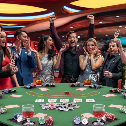 48 Inch 8-Player Foldable Poker Table Top with Carrying Bag and Cup Holders-Blue LuxuryLifeWay Online Store