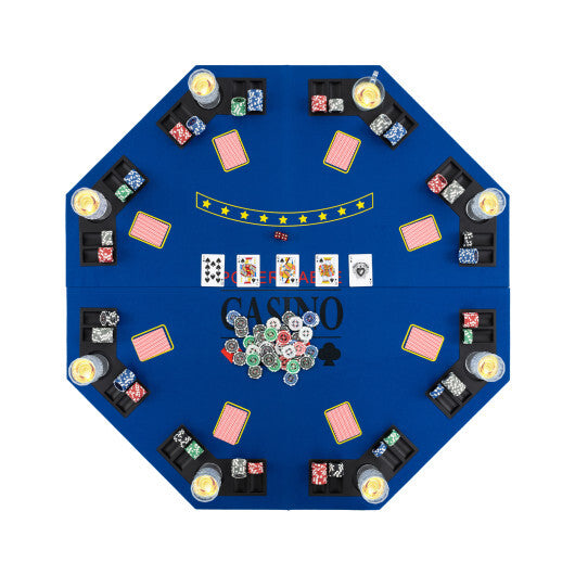 8-Player Foldable Poker Table Top with Carrying Bag-Blue LuxuryLifeWay Online Store
