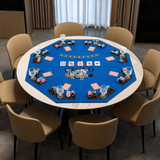 8-Player Foldable Poker Table Top with Carrying Bag-Blue LuxuryLifeWay Online Store