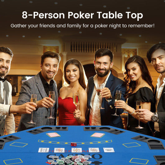 8-Player Foldable Poker Table Top with Carrying Bag-Blue LuxuryLifeWay Online Store