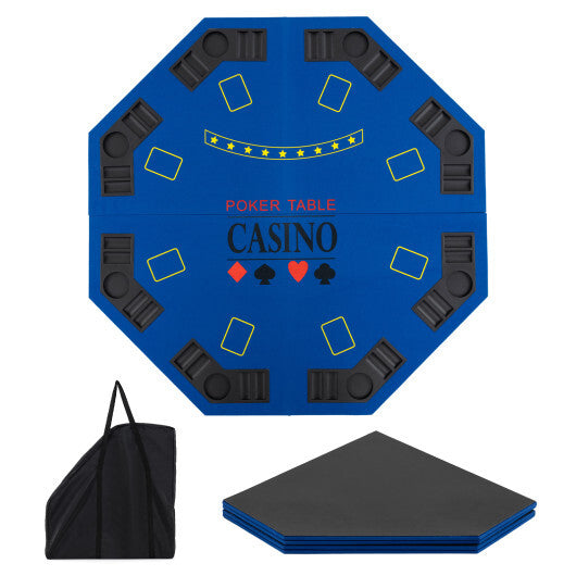 8-Player Foldable Poker Table Top with Carrying Bag-Blue LuxuryLifeWay Online Store