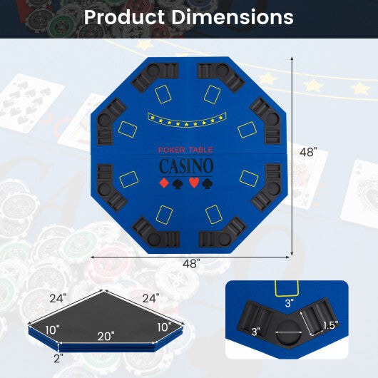 8-Player Foldable Poker Table Top with Carrying Bag-Blue LuxuryLifeWay Online Store
