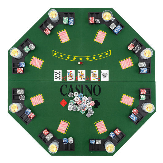 8-Player Foldable Poker Table Top with Carrying Bag-Blue LuxuryLifeWay Online Store